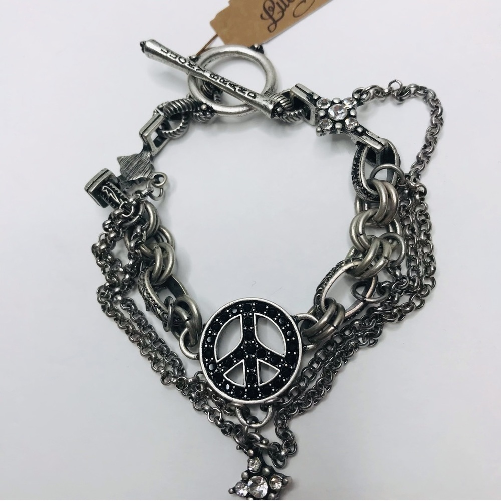 PRICE IS FIRM - LUCKY BRAND Silver Layered Charm Bracelet - Picture 2 of 5